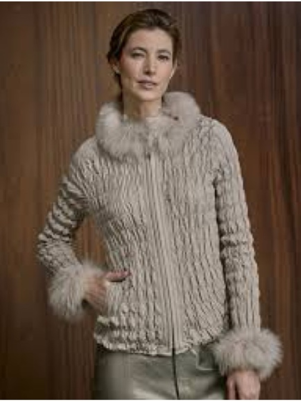 Size L- Dana Stein silver / fur jacket